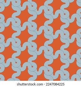 Abstract Complex Wavy Stripes Circles Labyrinth Maze Optical Illusion Hypnotic Geometric Seamless Vector Pattern Trendy Fashion Colors Minimalist Concept Perfect for Allover Fabric Print Coral
