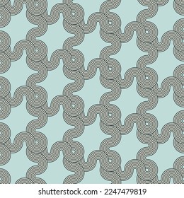 Abstract Complex Wavy Stripes Circles Labyrinth Maze Optical Illusion Hypnotic Geometric Seamless Vector Pattern Trendy Fashion Colors Minimalist Concept Perfect for Allover Fabric Print Mint Blue