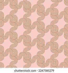 Abstract Complex Wavy Stripes Circles Labyrinth Maze Optical Illusion Hypnotic Geometric Seamless Vector Pattern Trendy Fashion Colors Minimalist Concept Perfect for Allover Fabric Print Pastel Pink