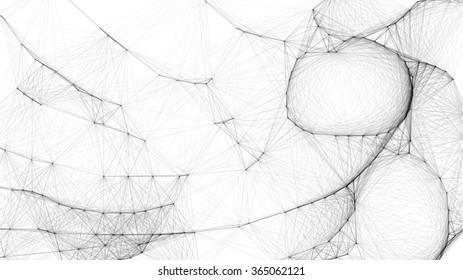 Abstract complex wire-frame structure forming a geometric pattern
