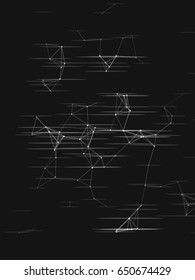 Abstract complex wire-frame structure forming a geometric pattern on a black background