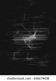 Abstract complex wire-frame structure forming a geometric pattern on a black background