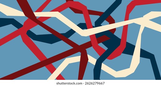 Abstract complicated tangled lines vector illustration design backdrop. Colorful rigid lines background. 