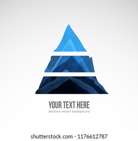 Abstract compositiion with blue triangle hand drawn with ink on white background.