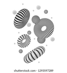 Abstract composition with 3d primitive geometric shapes. Modern poster design template
