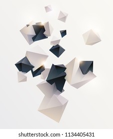 Abstract composition with 3D pyramids