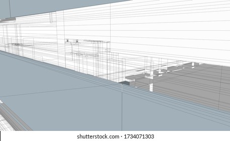 
abstract composition, 3d rendering, quick sketch