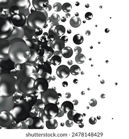 Abstract composition with 3d spheres. Black Pearls.