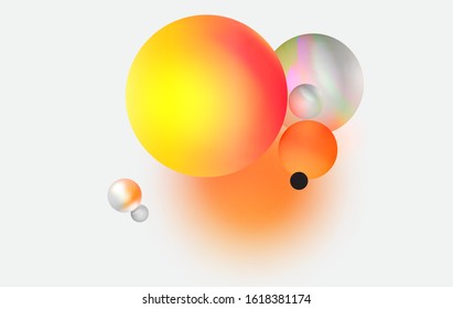 Abstract composition with 3d spheres cluster. Vector realistic illustration of balls. Trendy, modern banner or poster design. Futuristic background. Colorful glossy bubbles. EPS10