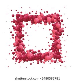 Abstract composition with 3d spheres. Red Pearls. Photoframe.
