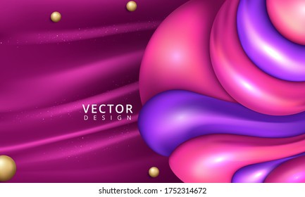 Abstract composition with 3d spherical bubbles. Vector illustration
