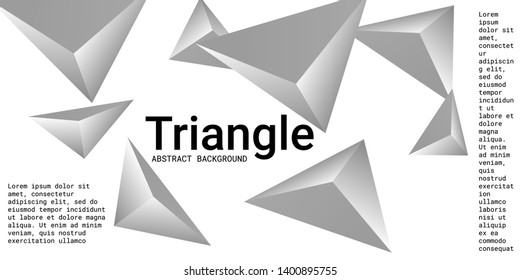  Abstract composition of 3d triangles. Futuristic geometric background.  3D vector illustration . Silver  three-dimensional triangle in space.