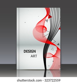 Abstract composition, a4 brochure title sheet, black and red waves interlacement, curve lines surface backdrop, business card background, logo construction, firm sign base, EPS 10 vector illustration