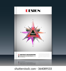 Abstract composition, a4 brochure title sheet, triangle construction, hexagram star shine icon, text frame surface, creative figure, logo sign, firm banner form, flier fashion, EPS10 illustration
