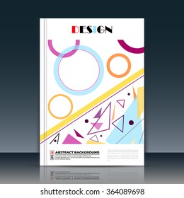 Abstract composition, a4 brochure title sheet, triangle, circle, line construction, ring part icon, text frame surface, creative figure, logo sign, firm banner form, flier fashion, EPS10 illustration
