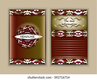 Abstract composition, A4 brochure title page, text frame, motifs, floral, ornaments and mandalas.Floral vector Oriental flyer design layout template front and back sides. Easy to use and edit.for text