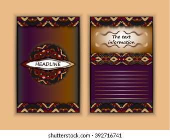 Abstract composition, A4 brochure title page, text frame, motifs, floral, ornaments and mandalas.Floral vector Oriental flyer design layout template front and back sides. Easy to use and edit.for text