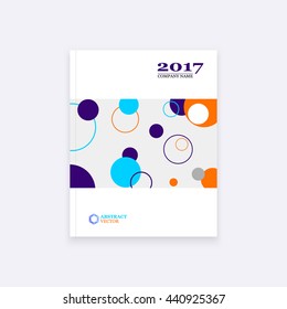 Abstract composition. A4 brochure title sheet. Color bubbles ornament. Circle geometric pattern. Creative. Blue. Orange. Banner form. Round. Fashionable flyer. Book. Business card texture surface - Shutterstock ID 440925367