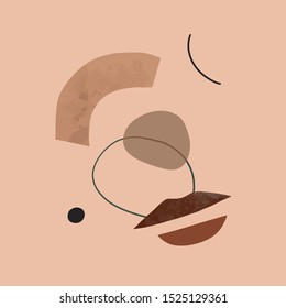 Abstract composition. Aesthetic contemporary background. Trendy design with shapes and lips