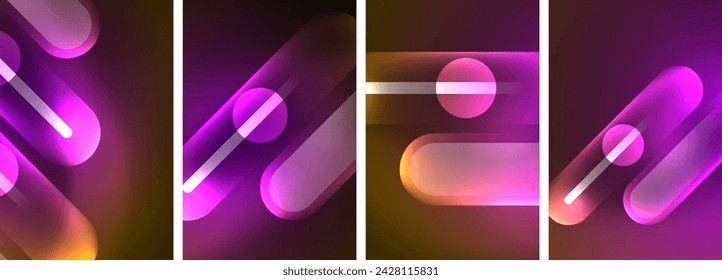 Abstract composition. Aglow in neon hues against the dark, radiating energy and allure, a captivating spectacle of vibrant luminescence