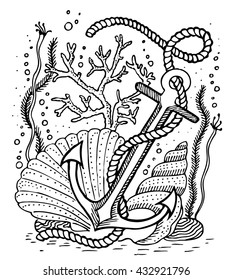 abstract composition . anchored on the sea bottom. vector illustration