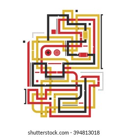 Abstract composition with angular crossing lines. Style of modern art and graffiti. The design element is isolated on a white background, suitable for prints, posters and covers.