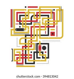 Abstract composition with angular crossing lines. Style of modern art and graffiti. The design element is isolated on a white background, suitable for prints, posters and covers.