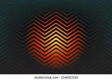 Abstract composition of angular, wavy, gradient lines on a dark, gradient background. Vector image.