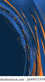 Abstract composition background with blue and orange dynamic lines