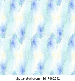 Abstract composition background in the form of a watercolor wave diagonal of light green, blue and white, seamless pattern