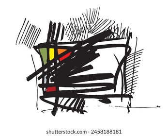 Abstract composition. Background picture. Graphic drawing by hand. Strokes. Sketch