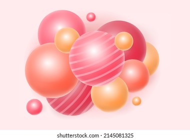 Abstract composition with balls. Bright poster or banner for website. Present certificate and reward for lottery winner. Special offer for regular buyers. Isometric realistic vector illustration