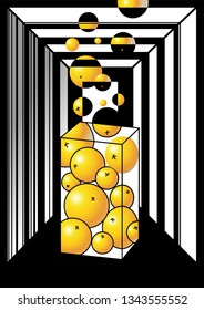 Abstract composition of balls and
cuboid