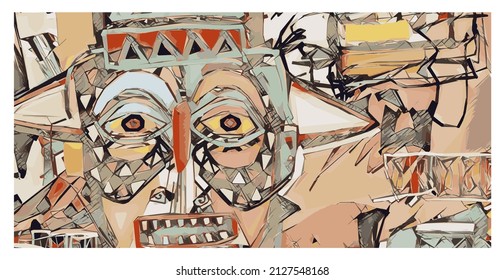 Abstract composition in black and beige - vector illustration (Ideal for printing on fabric or paper, poster or wallpaper, house decoration)