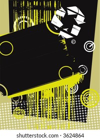 abstract composition- black ,green, white