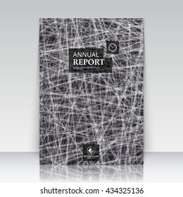 Abstract composition. Black, grey, white font texture. Square section trademark. Curve line construction. Brochure title sheet. Creative figure logo. Commercial offer. Banner form. Dark flyer fiber