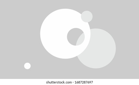 Abstract composition with black and white circles. Inter atomic or planetary energy interaction. educational illustration. Limited color palette.