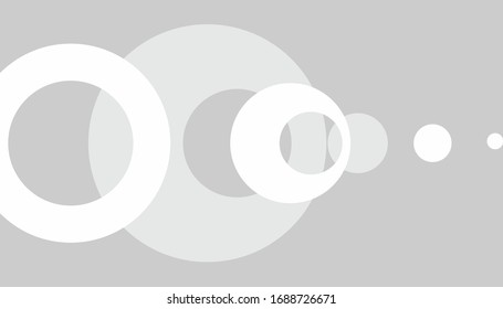 Abstract composition with black and white circles. Inter atomic or planetary energy interaction. educational illustration. Limited color palette. Chaos bubbles.