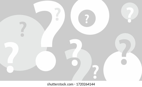 Abstract composition with black and white circles and question marks. Inter atomic or planetary energy interaction. educational illustration. Limited color palette. Chaos bubbles. Geometric banner