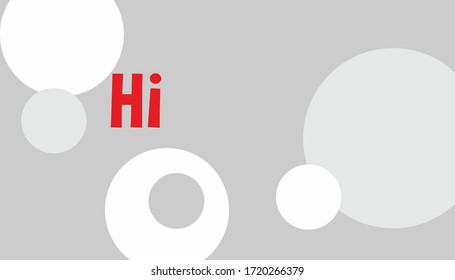 Abstrakte Komposition mit schwarz-weißen Kreisen und dem Wort hi. Begrenzte Farbpalette. Chaos-Blasen. Geometrisches Banner