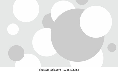 Abstract composition with black and white circles.  educational illustration. Limited color palette. Chaos bubbles. Geometric banner