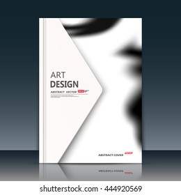 Abstract composition. Black, white color brochure. Grunge flyer texture. Stained part construction. A4 title sheet. Creative triangle figure icon. Smudge surface banner form. Elegant paint blur font.