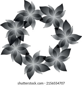 Abstract composition of black and white gradient flowers. Vector file.