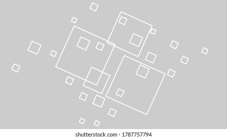 Abstract composition with black and white squares. educational illustration. Limited color palette. Chaos squares. Geometric banner