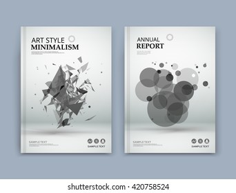 Abstract composition. Black and white texture. Monochrome triangle part construction. Brochure title sheet. Creative figure icon, Grey circles surface. Round section banner form. Bubbles flyer font.