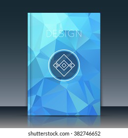 Abstract composition. Blue a4 brochure title sheet. Diamond Ad figure design. Annual report cover. Creative text frame surface. Firm banner form. Amber crystal facet flyer fiber. Art logo emblem icon
