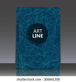 Abstract composition, blue brochure background, colored lines, EPS 10 vector illustration