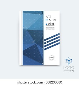 Abstract composition, blue polygonal stripe font texture, square part construction, white a4 brochure title sheet, creative figure icon, commercial logo surface, firm banner form, EPS10 flier fiber