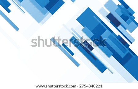 Abstract composition of blue rectangles on white background