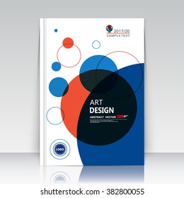 Abstract composition. Blue, red bubble figure. A4 brochure title sheet. Round bulbs ad design. Annual report cover. Creative text frame surface. Circle beads banner form. Flyer fiber art. Logo icon.